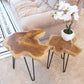 Greenage Natural Teak Live Edge Coffee Table with Hairpin Legs