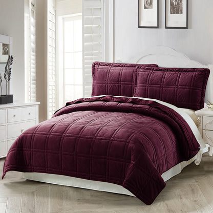 3 Piece Box Quilted Micromink Set - King (102" x 90")